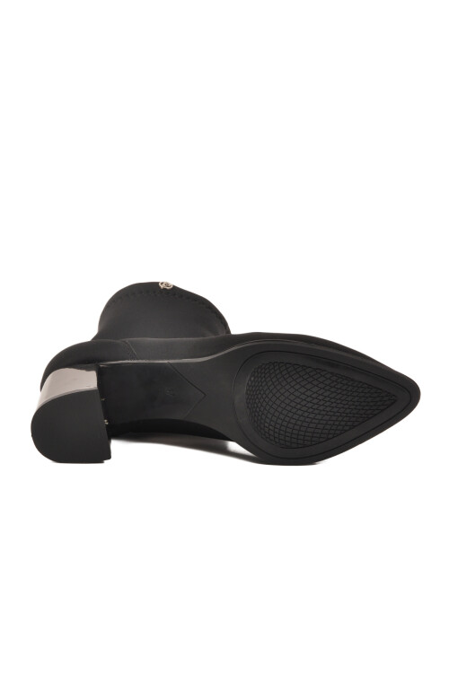 Black Stretch Ankle Boots with Light Pointed Toe Heels for Women PC-54967 Z