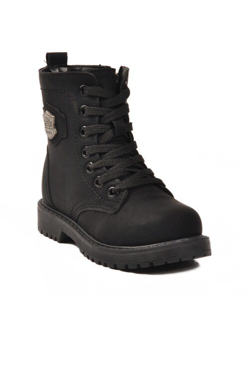 ايكمودحذاء طويل للبنات من الصوف الزمردي الأسود برباط وسحّاب 24028 P