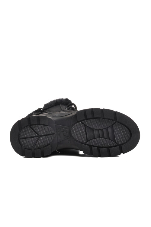 Siyah Zümrüt İçi Kürklü Fermuarlı Kaymaz Taban Kız Çocuk Bot 24072 F