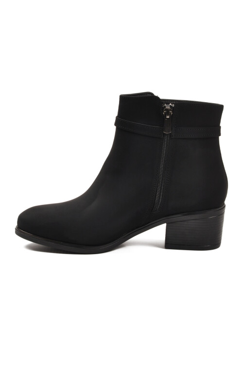 Siyah Zümrüt Fermuarlı Polarlı Kadın Topuklu Bot 325131 Z