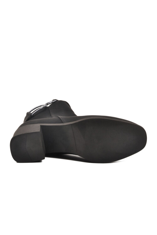 Siyah Zümrüt Fermuarlı Kaymaz Polarlı Kadın Topuklu Bot 417637 Z