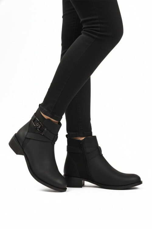 Siyah Zümrüt İçi Kürklü Fermuarlı Kaymaz Kadın Bot 547819 Z