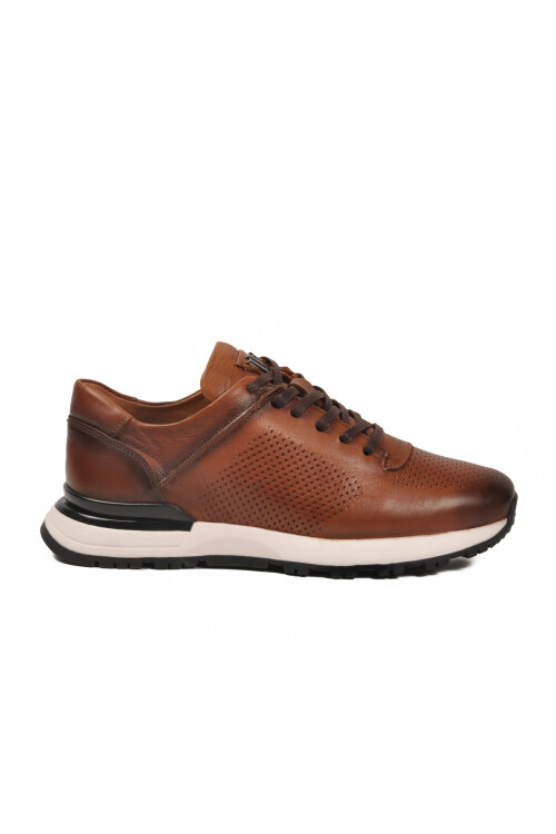 Tan Laced Genuine Leather Mens Sneaker M217 M