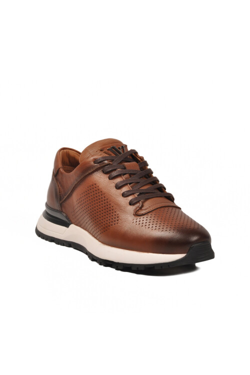 Tan Laced Genuine Leather Mens Sneaker M217 M