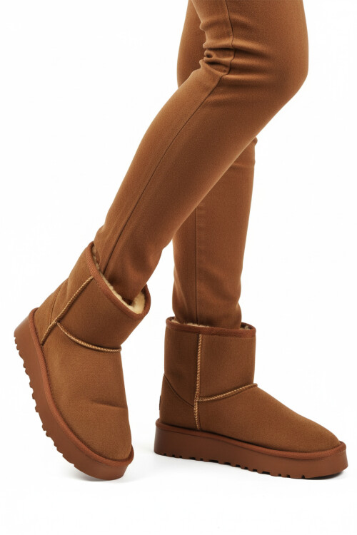 Taba Süet İçi Kürklü Soğuğa Dirençli Kaymaz Kadın Bot 696081 Z