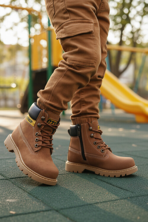 Tarçın Nubuk Kaymaz Unisex Çocuk Bot 921 F