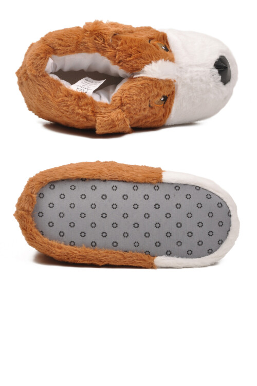 Açık Kahve Köpek Desenli Unisex Panduf 26K001