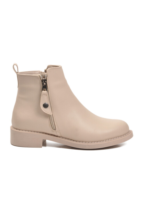 Bej Cilt Polarlı Kaymaz Taban Kadın Topuklu Bot 224581 Z