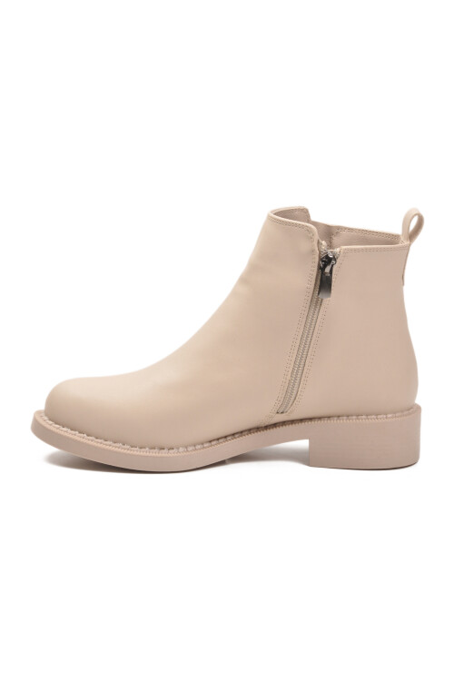 Bej Cilt Polarlı Kaymaz Taban Kadın Topuklu Bot 224581 Z