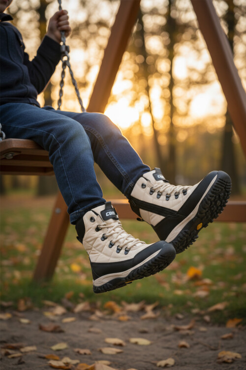 Bej Polarlı Kaymaz Taban Soğuğa Dirençli Unisex Çocuk Bot Felix F