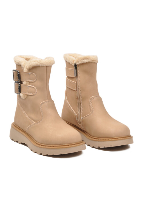 Bej İçi Polarlı Kaymaz Kız Çocuk Bot Buckle F
