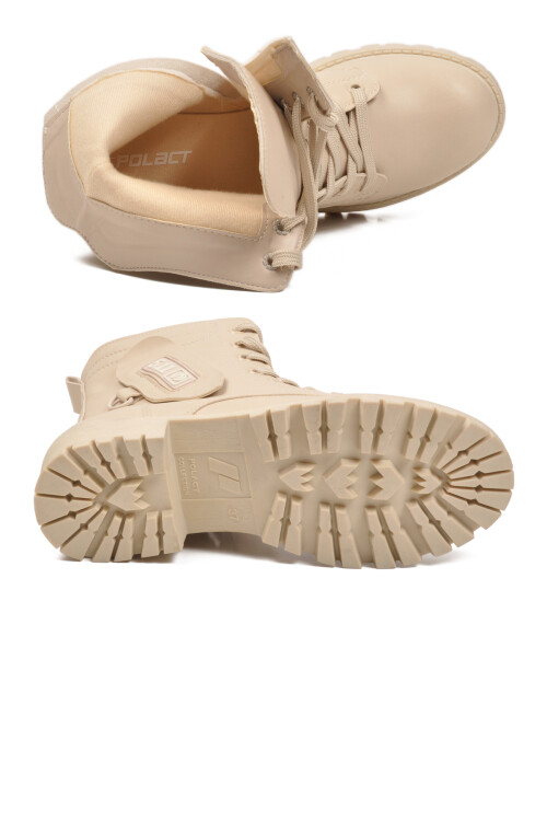 Bej İçi Polarlı Kaymaz Taban Fermuarlı Kadın Bot 24024 Z