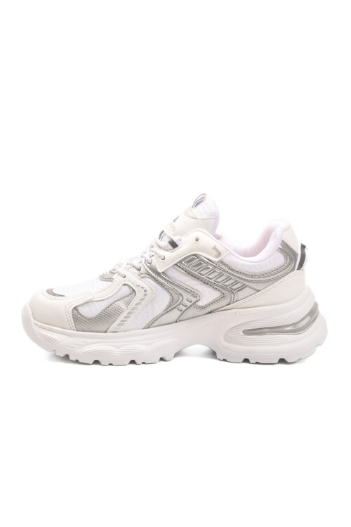 Beyaz Bağcıklı Kalın Taban Hafif Kadın Sneaker 2318 G