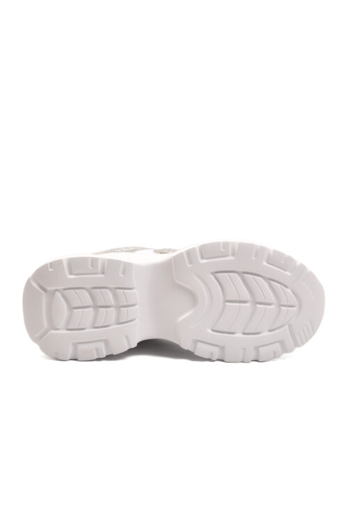Beyaz Bağcıklı Kalın Taban Hafif Kadın Sneaker 2318 G