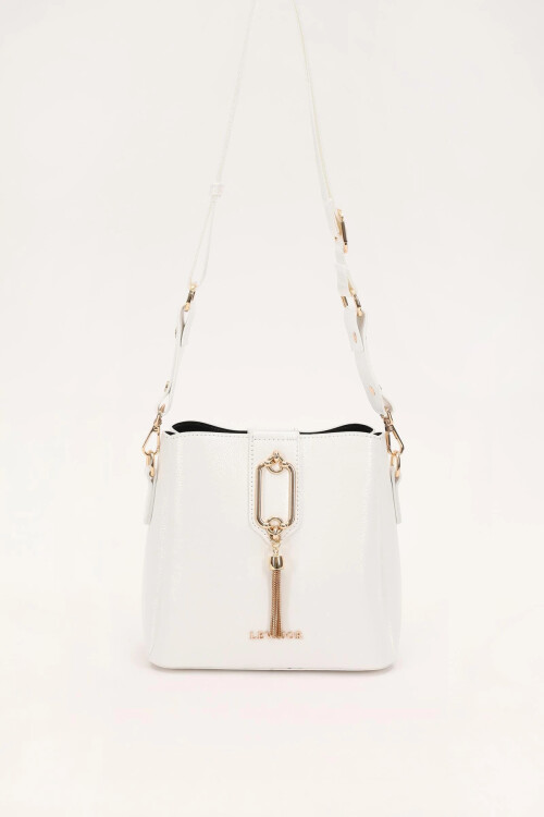 Beyaz Rugan Kadın Omuz Çantası 930126