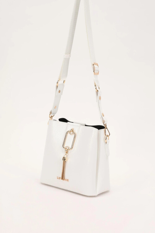 Beyaz Rugan Kadın Omuz Çantası 930126