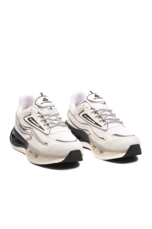 Beyaz Siyah Fileli Hafif Esnek Erkek Spor Ayakkabı 2244 M