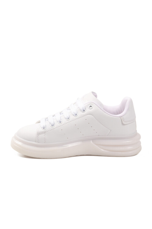 Beyaz Bağcıklı Cilt Hafifi Unisex Sneaker 628 G
