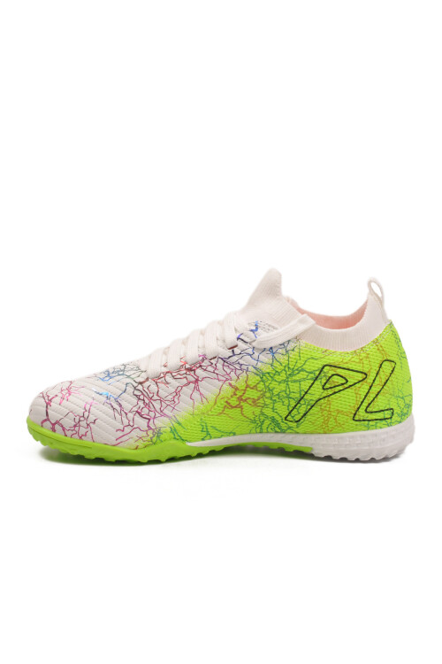 Beyaz Yeşil Bilekten Çoraplı Erkek Çocuk Halı Saha Ayakkabısı FH-252-153 F