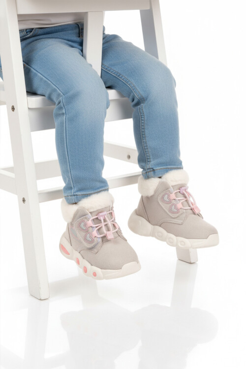 Buz Kilit Bağcıklı Hafif Desenli Kız Çocuk Bot Lici B