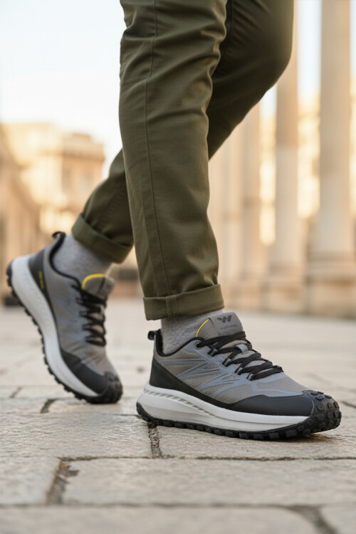 Füme Kaymaz Bağcıklı Esnek Erkek Spor Ayakkabı Osiria 2035 M