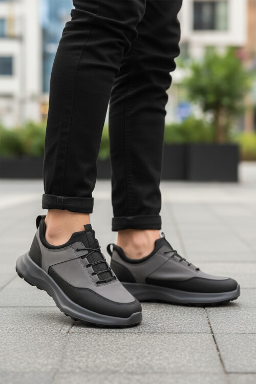 Füme Elastik Bağcıklı Hafif Cilt Erkek Casual Ayakkabı 460 M