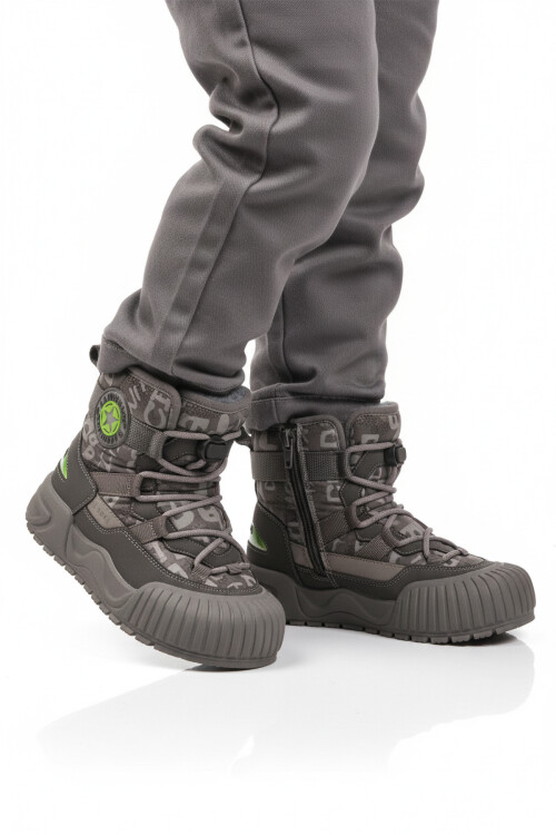 Gri İçi Kürklü Soğuğa Dirençli Kaymaz Erkek Çocuk Bot 22664 P