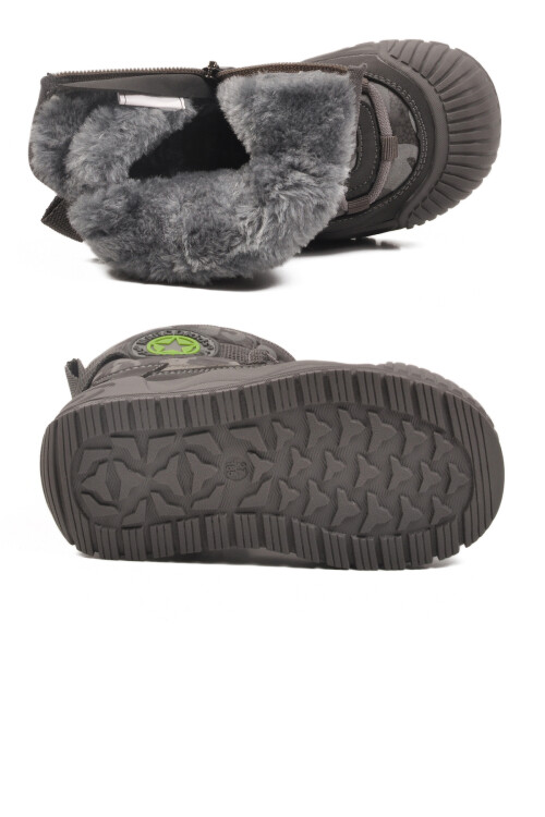 Gri İçi Kürklü Soğuğa Dirençli Kaymaz Taban Erkek Çocuk Bot 22665 F