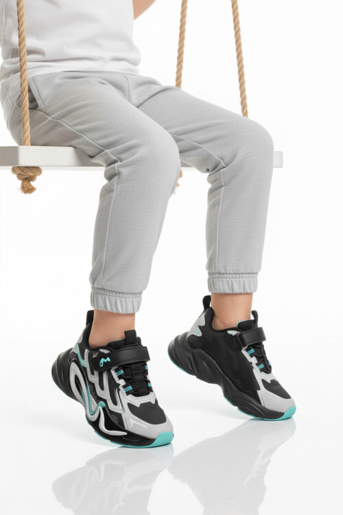 Gri Cırtlı Hafif Erkek Çocuk Spor Ayakkabı 161-T5440210 F
