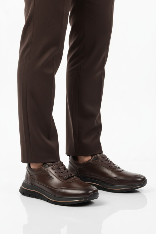 Kahve Hakiki Deri Bağcıklı Erkek Casual Ayakkabı 152-22336 M