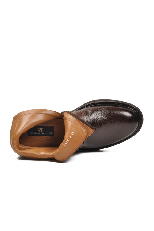 Kahve İçi Dışı Hakiki Deri Fermuarlı Erkek Bot 2112 M