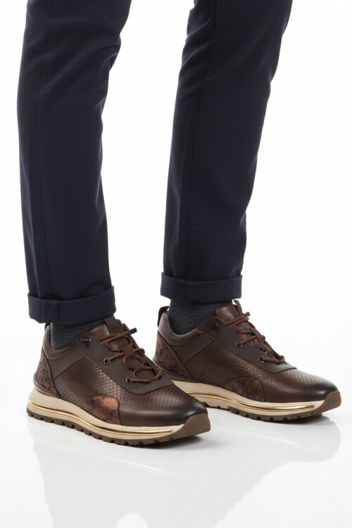 Kahve Hakiki Deri Elastik Bağcıklı Erkek Casual Ayakkabı M533 M