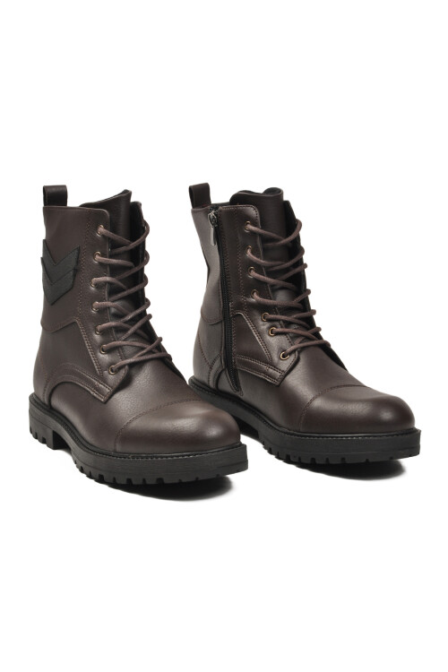 Kahve Kaymaz Taban İçi Polarlı Fermuarlı Erkek Bot GVN-347 M