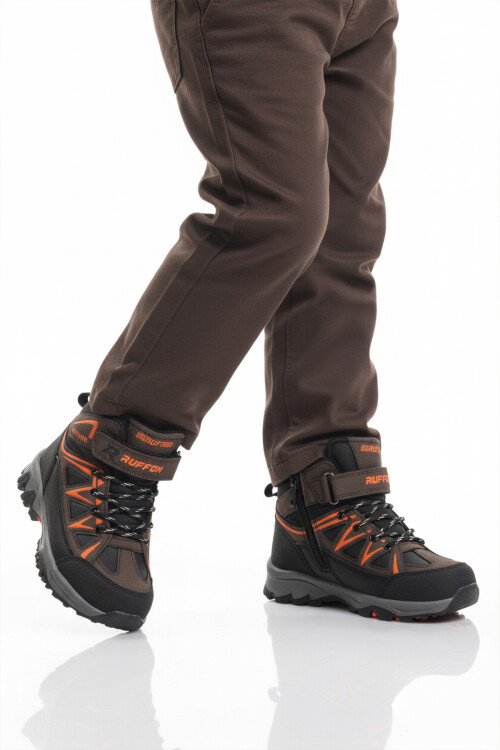 Kahve Turuncu Polarlı Kaymaz Erkek Çocuk Outdoor Bot 2301 F