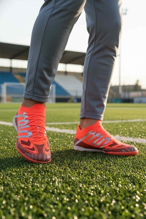 Kırmızı Gümüş Bağcıklı Erkek Halı Saha Ayakkabısı MH-252-149 M