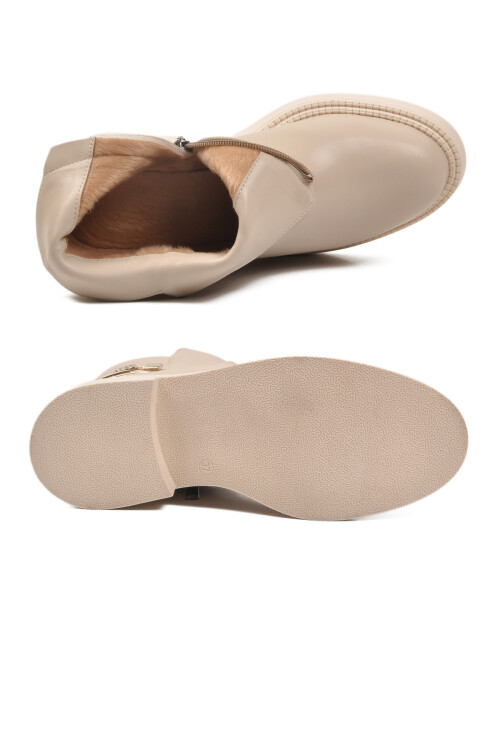 Krem İçi Kürklü Kaymaz Taban Soğuğa Dirençli Kadın Bot PC-55161 Z