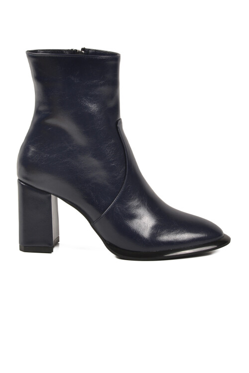 Lacivert Polarlı Fermuarlı Kadın Topuklu Bot 878601 Z