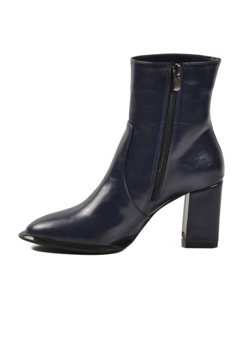Lacivert Polarlı Fermuarlı Kadın Topuklu Bot 878601 Z