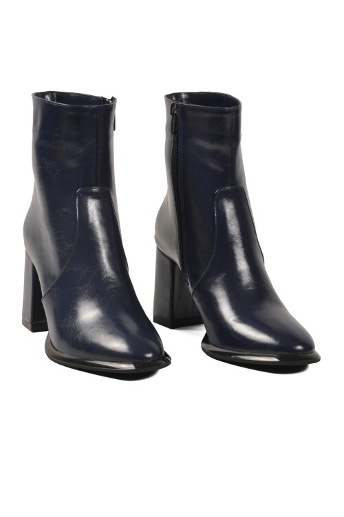 Lacivert Polarlı Fermuarlı Kadın Topuklu Bot 878601 Z