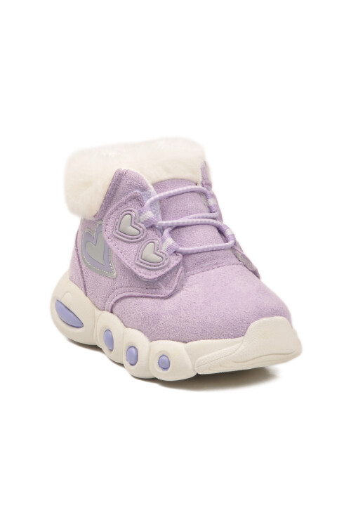 Lila Kilit Bağcıklı Hafif Desenli Kız Çocuk Bot Lici B