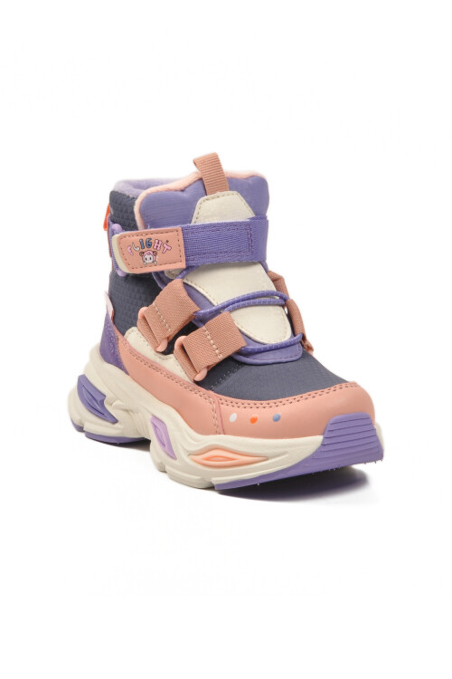 Pudra Cırlı İçi Kürklü Kaymaz Soğuğa Dirençli Kız Çocuk Bot 2087 P