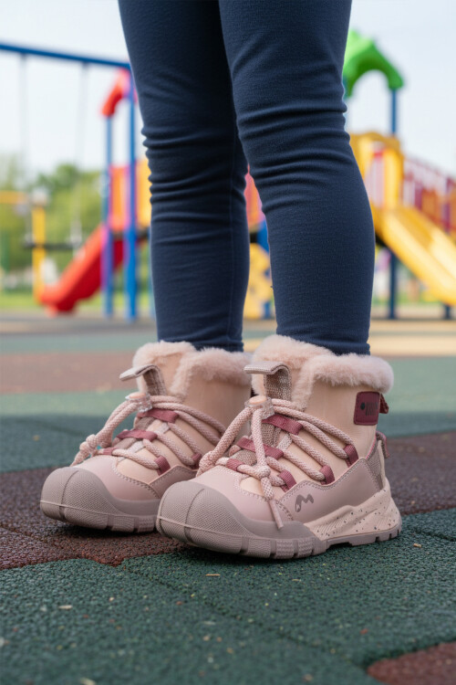 Pembe İçi Kürklü Soğuğa Dirençli Kaymaz Taban Kız Çocuk Bot 22671 F