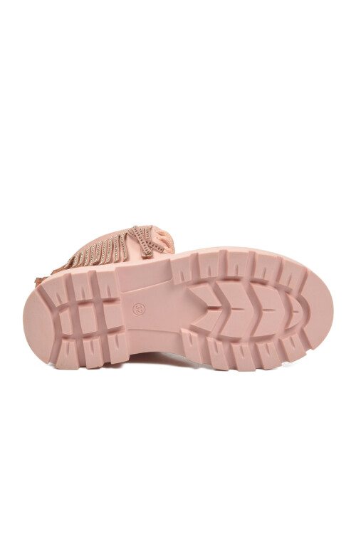 Pudra İçi Polarlı Kaymaz Taban Fermuarlı Kız Çocuk Bot Alya F