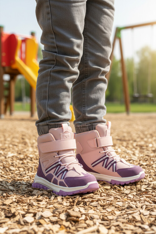 Pudra Cırtlı Kaymaz Taban Kız Çocuk Bot Hilly P