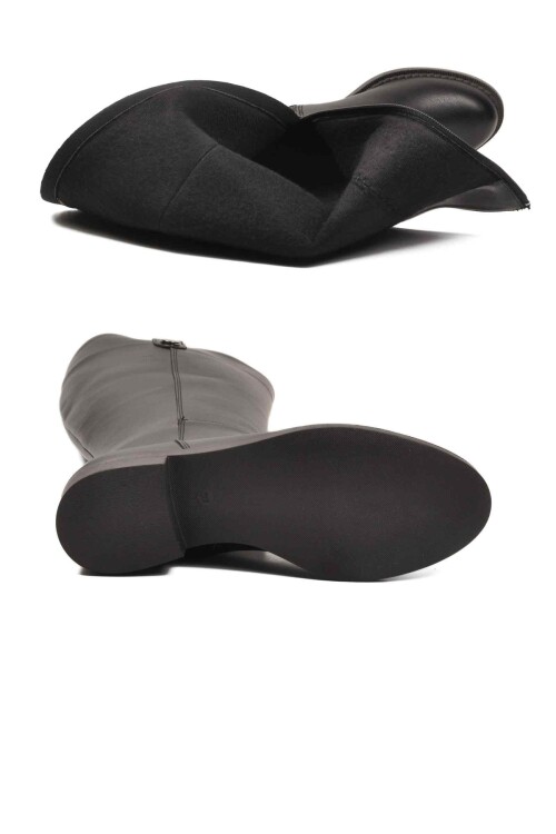 Siyah Cilt İçi Polarlı Fermuarlı Kadın Çizme 224578 Z