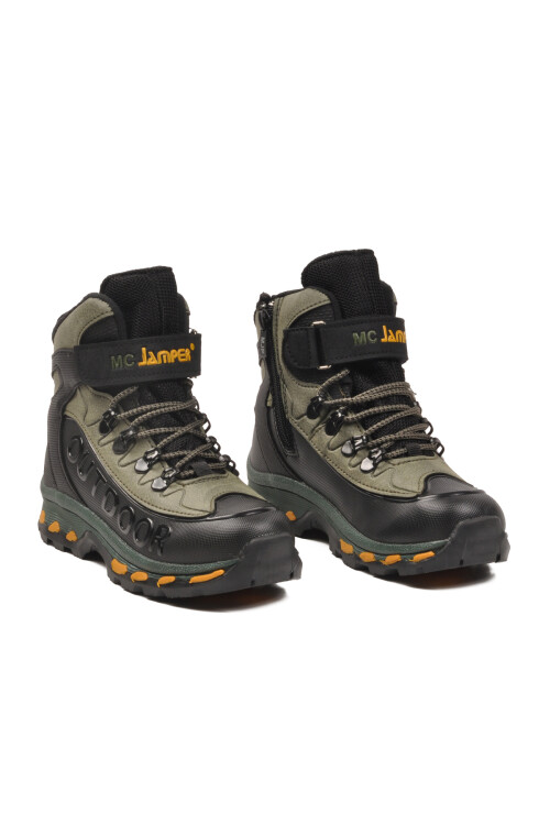Siyah Haki Polarlı Kaymaz Fermuarlı Unisex Outdoor Çocuk Bot 2115 F