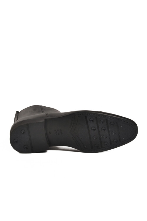 Siyah Hakiki Deri Polarlı Kaymaz Fermuarlı Erkek Bot 02001 M