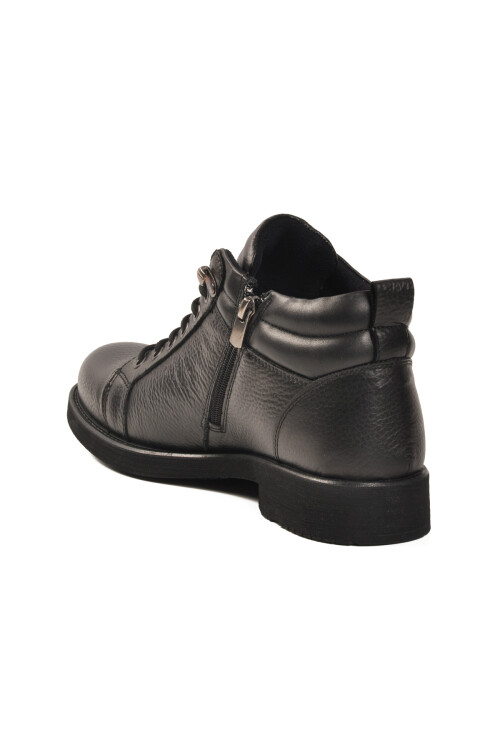 Siyah Hakiki Deri Kaymaz Taban Erkek Bot 02832 M