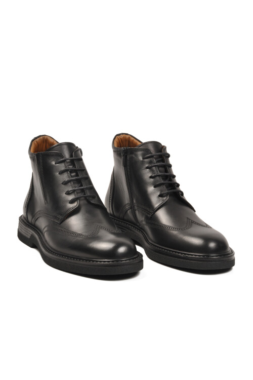 Siyah İçi Dışı Hakiki Deri Fermuarlı Erkek Klasik Bot 2903 M