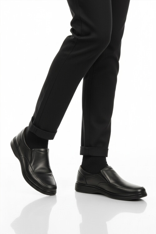 Black Genuine Leather Mens Casual Shoes DSN 2035 M